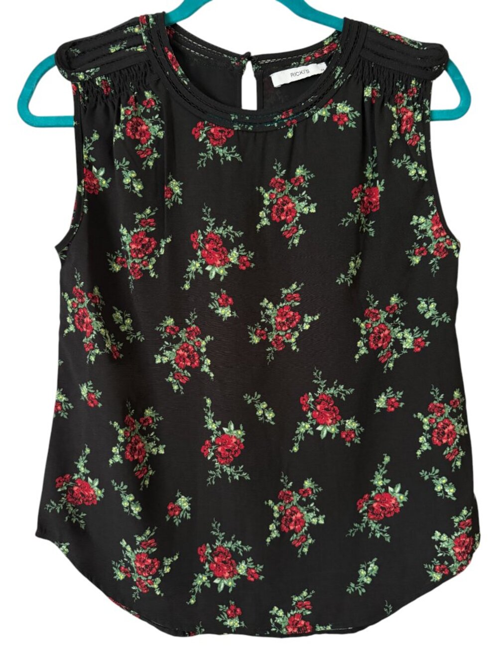 Ricki's NWT Women's Black Floral Sleeveless Blouse Size XS